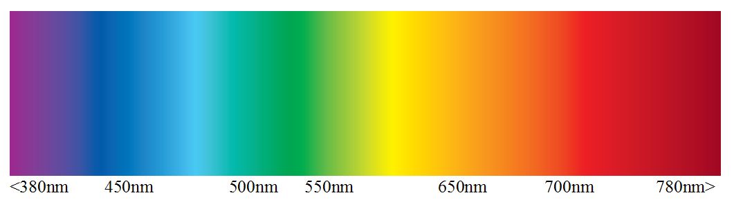 Wavelengths of visible radiation